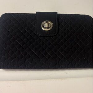 Vera Bradley Black Quilted Wallet with Turn-Lock Closure